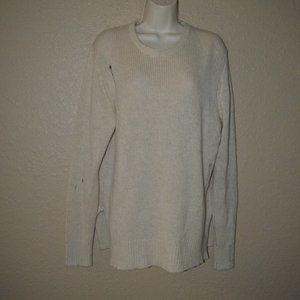 Sz 0 XS/S Raquel Allegra Beige Cashmere Distressed Oversized Sweater